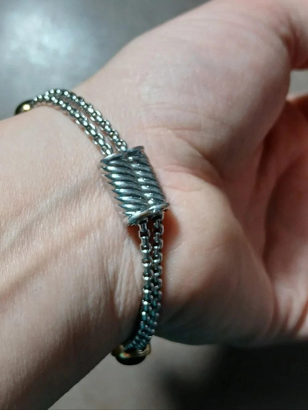 Silver Tone Bracelet With black onyx stones magnetic clasp